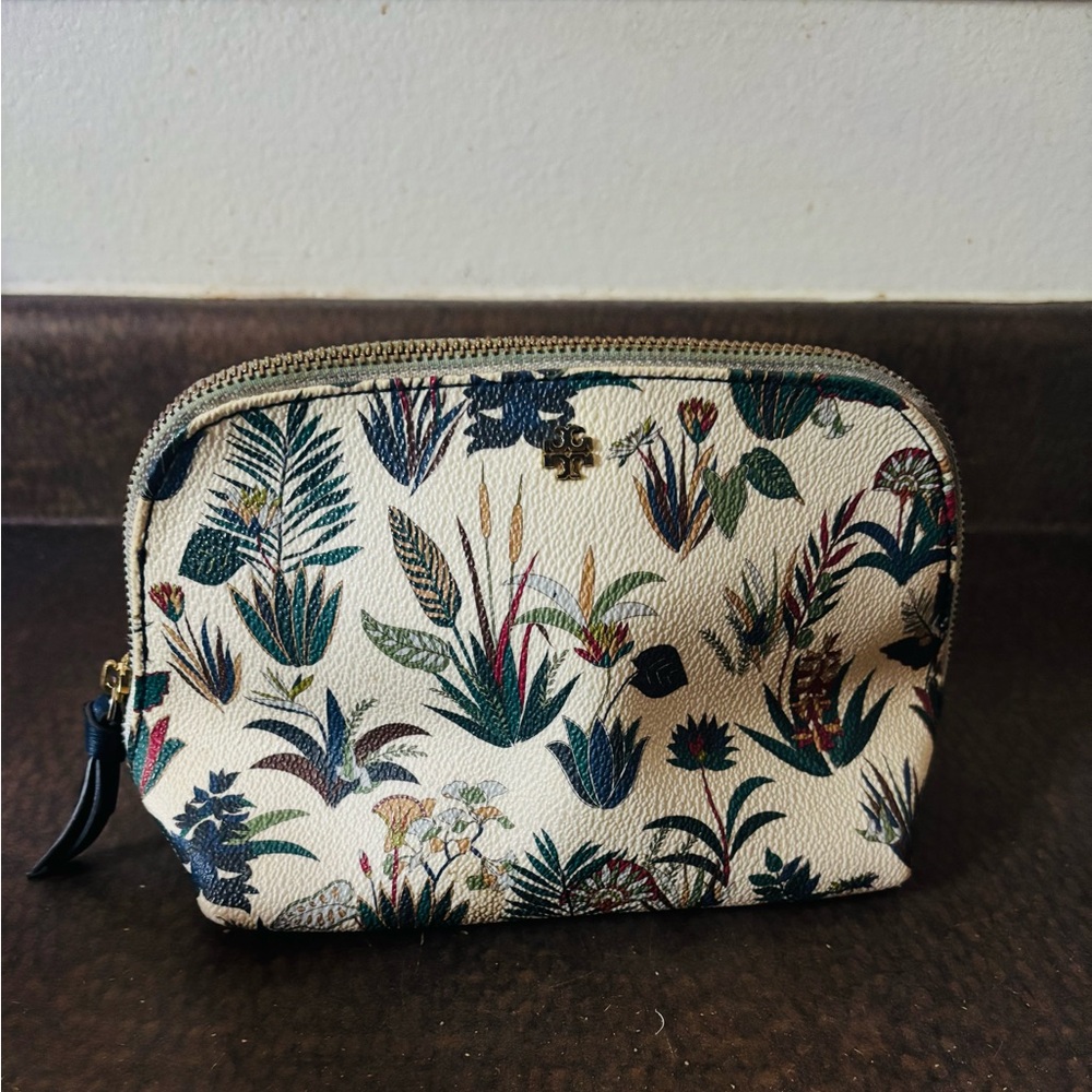 Tory Burch Cream Floral Cosmetic Case
